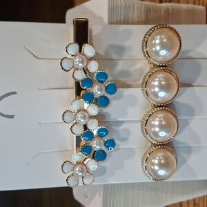 Elegant Faux Pearl & Floral Hair Clip Set